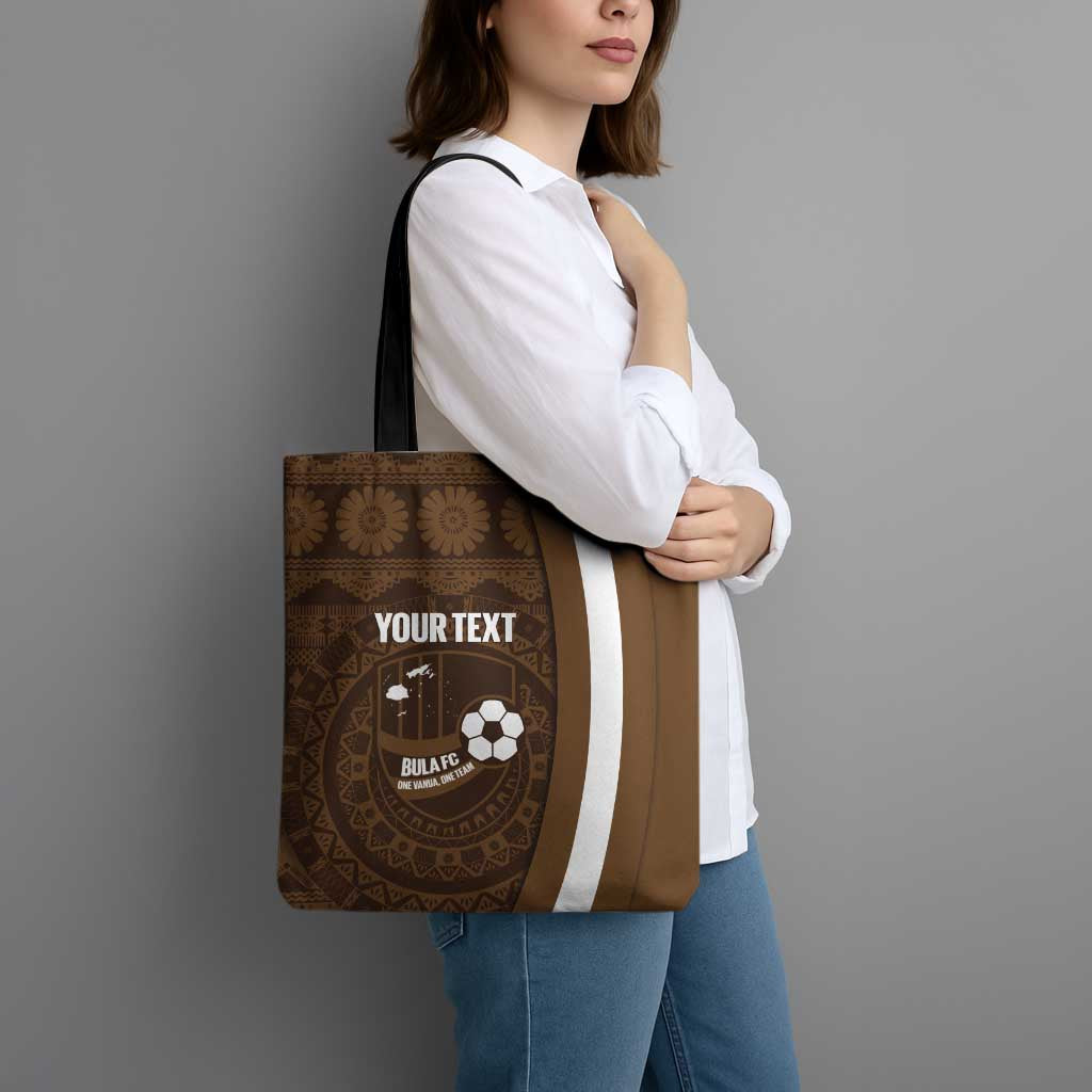 Bula Fiji Football Custom Tote Bag One Vanua One Team Tapa Pattern