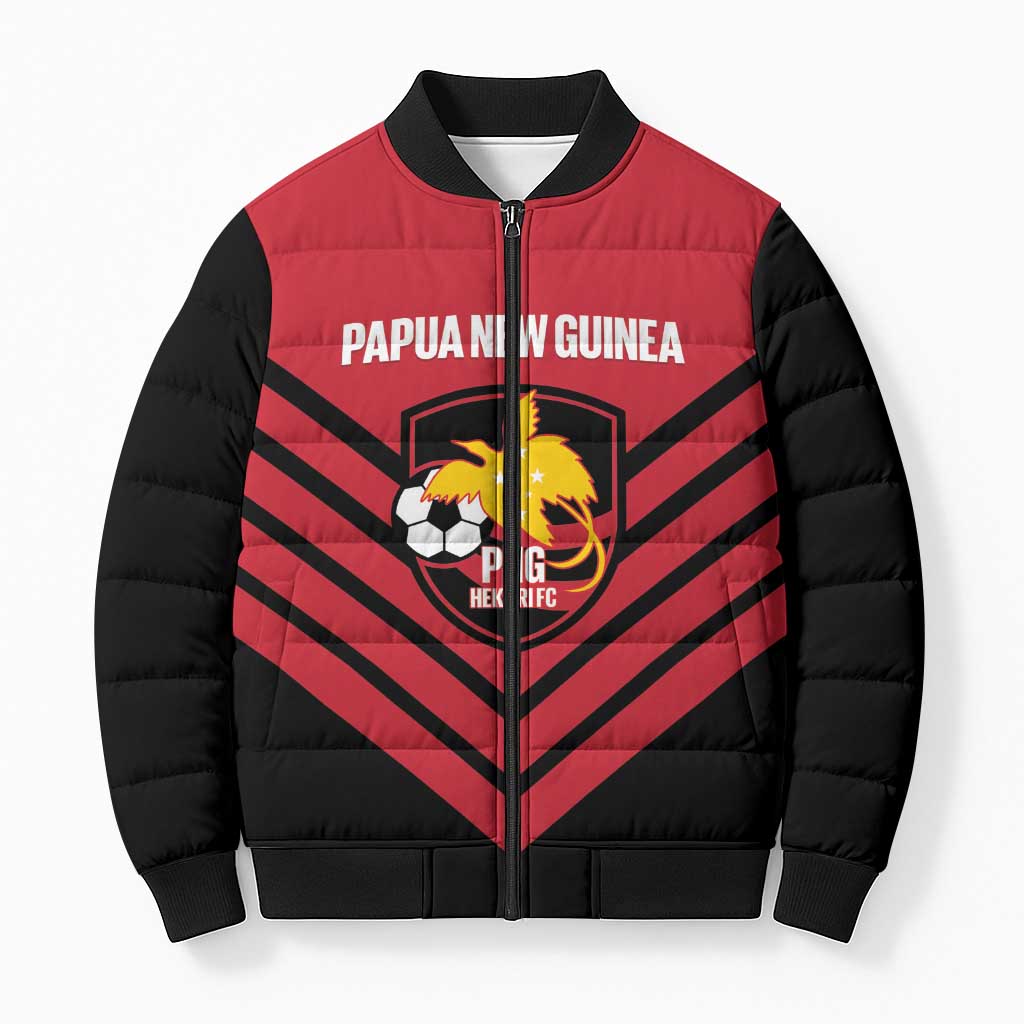 Hekari Papua New Guinea Football Custom Bomber Puffer Jacket Go PNG Red Army