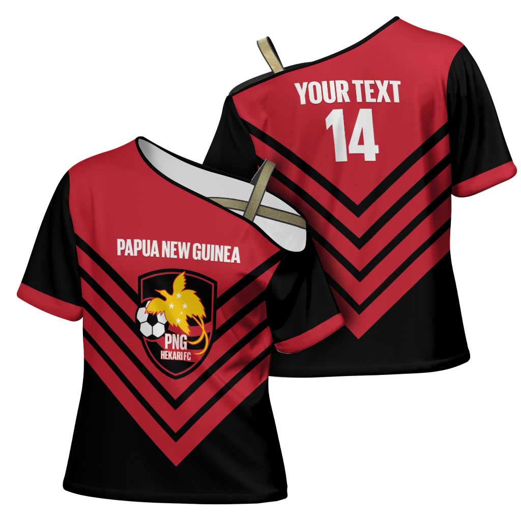 Hekari Papua New Guinea Football Custom Cross Shoulder Shirt Go PNG Red Army LT14 - Polynesian Pride
