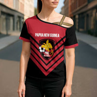 Hekari Papua New Guinea Football Custom Cross Shoulder Shirt Go PNG Red Army LT14 - Polynesian Pride