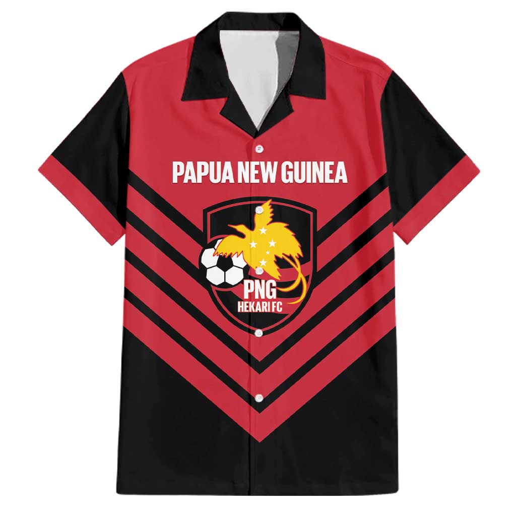 Hekari Papua New Guinea Football Custom Family Matching Off Shoulder Short Dress and Hawaiian Shirt Go PNG Red Army LT14 Dad's Shirt - Short Sleeve Red - Polynesian Pride