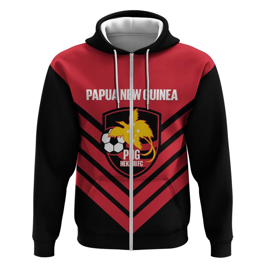 Hekari Papua New Guinea Football Custom Hoodie Go PNG Red Army LT14 Zip Hoodie Red - Polynesian Pride