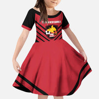 Hekari Papua New Guinea Football Custom Kid Short Sleeve Dress Go PNG Red Army LT14 KID Red - Polynesian Pride