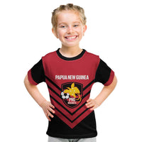 Hekari Papua New Guinea Football Custom Kid T Shirt Go PNG Red Army LT14 Red - Polynesian Pride