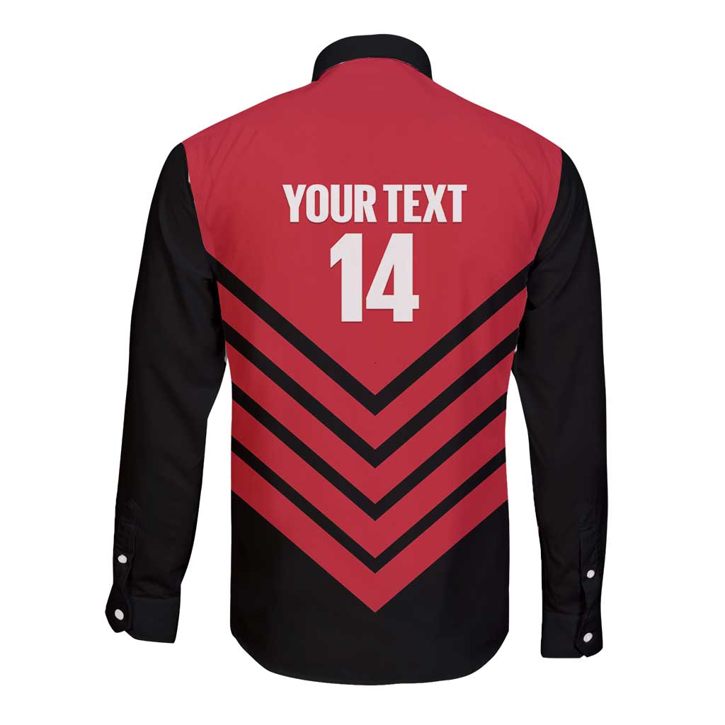 Hekari Papua New Guinea Football Custom Long Sleeve Button Shirt Go PNG Red Army