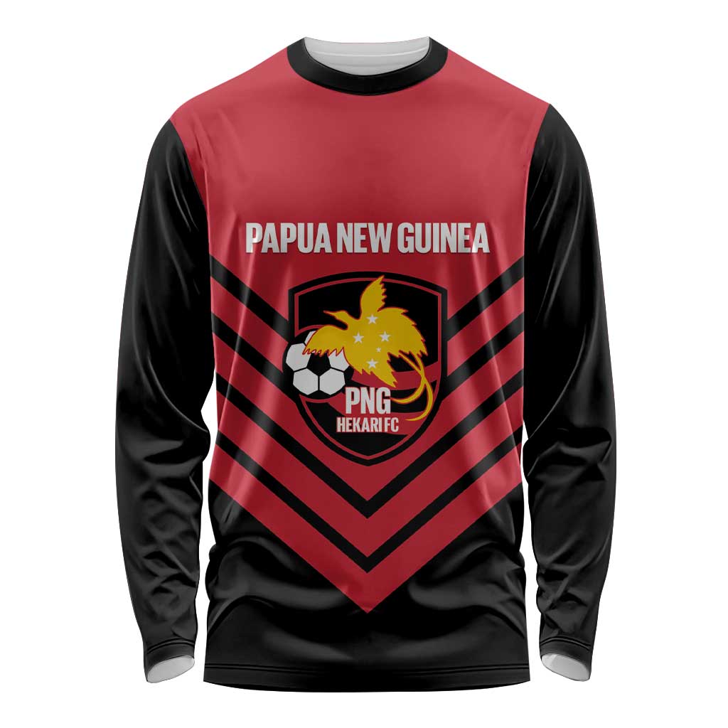 Hekari Papua New Guinea Football Custom Long Sleeve Shirt Go PNG Red Army LT14 Unisex Red - Polynesian Pride