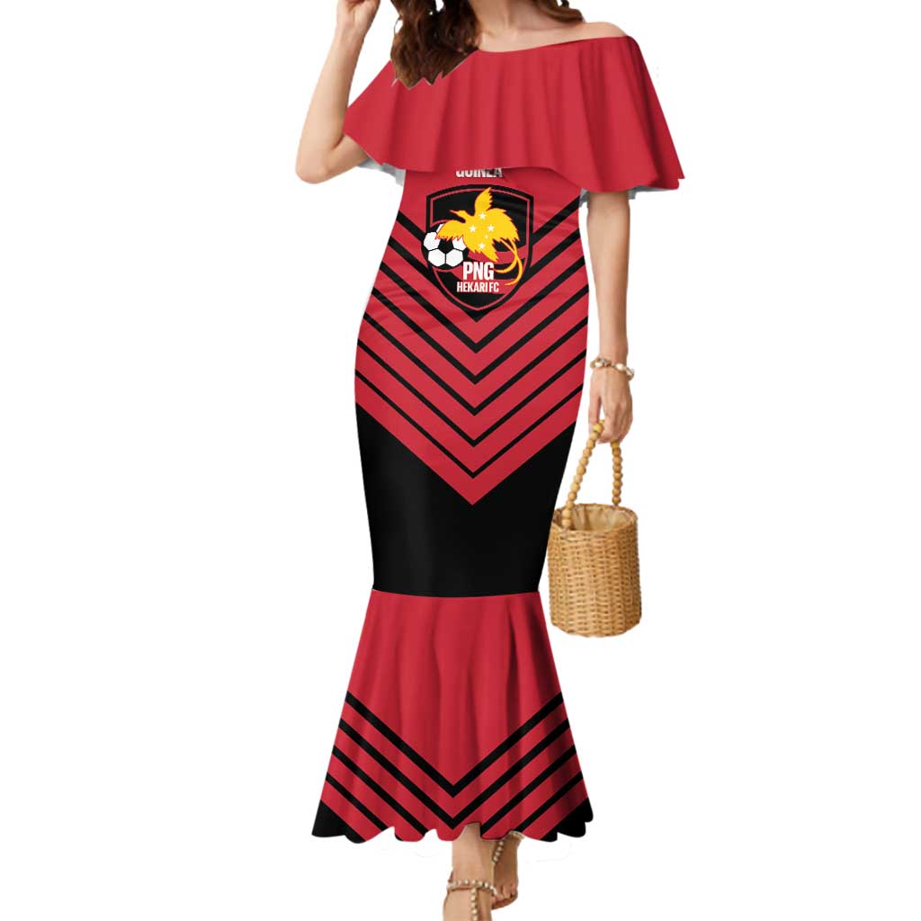 Hekari Papua New Guinea Football Custom Mermaid Dress Go PNG Red Army LT14 Women Red - Polynesian Pride