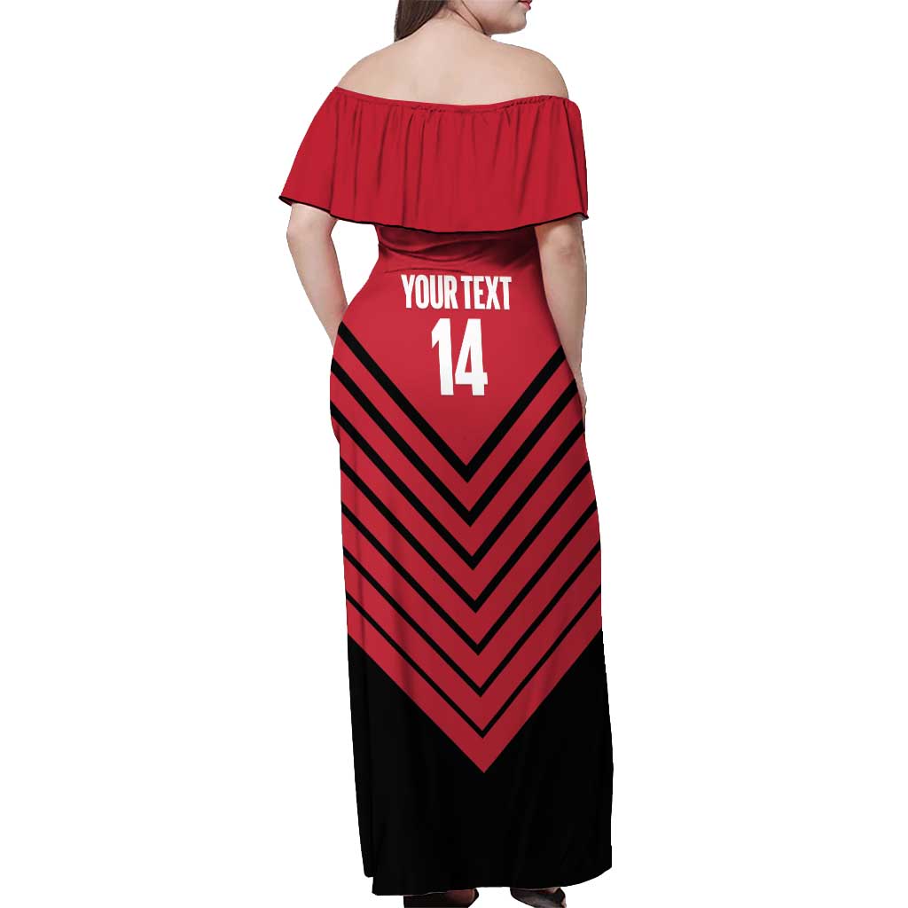 Hekari Papua New Guinea Football Custom Off Shoulder Maxi Dress Go PNG Red Army LT14 - Polynesian Pride