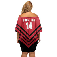 Hekari Papua New Guinea Football Custom Off Shoulder Short Dress Go PNG Red Army LT14 - Polynesian Pride