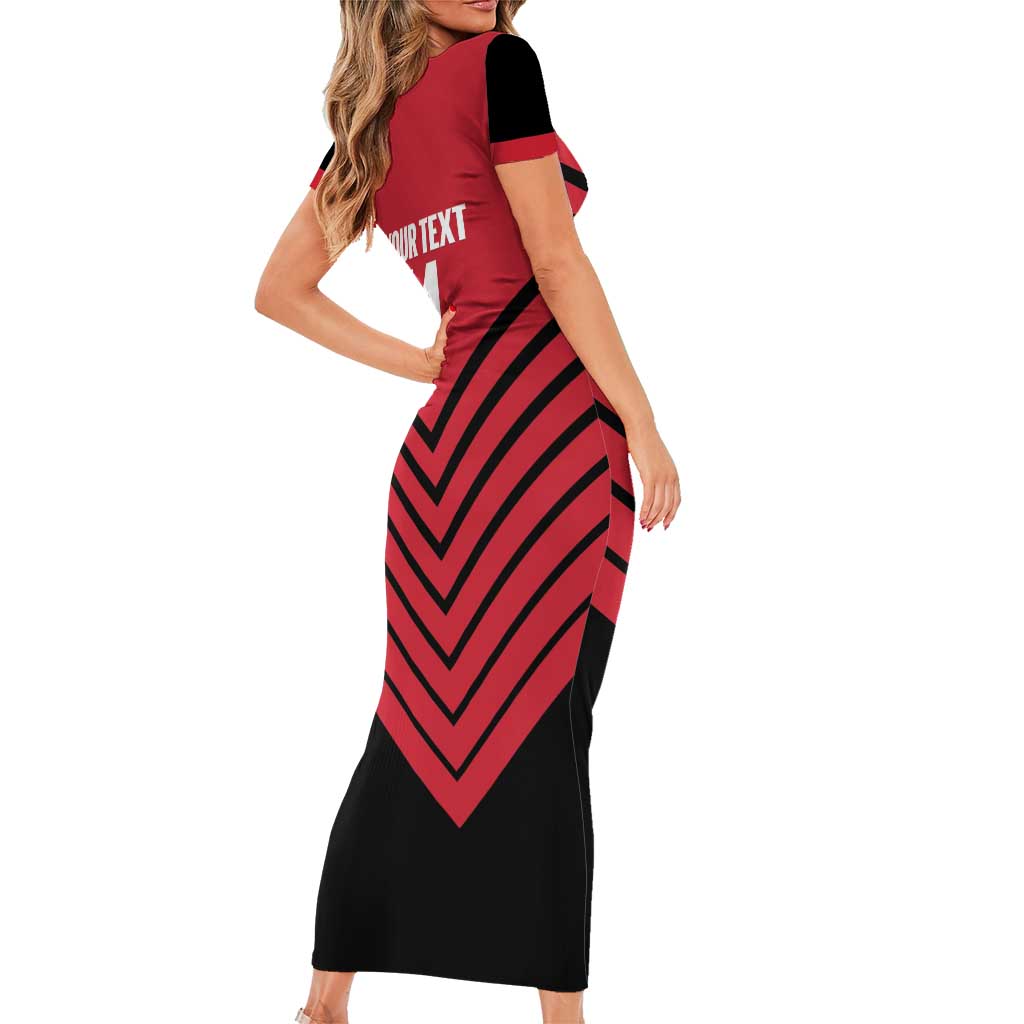 Hekari Papua New Guinea Football Custom Short Sleeve Bodycon Dress Go PNG Red Army LT14 - Polynesian Pride