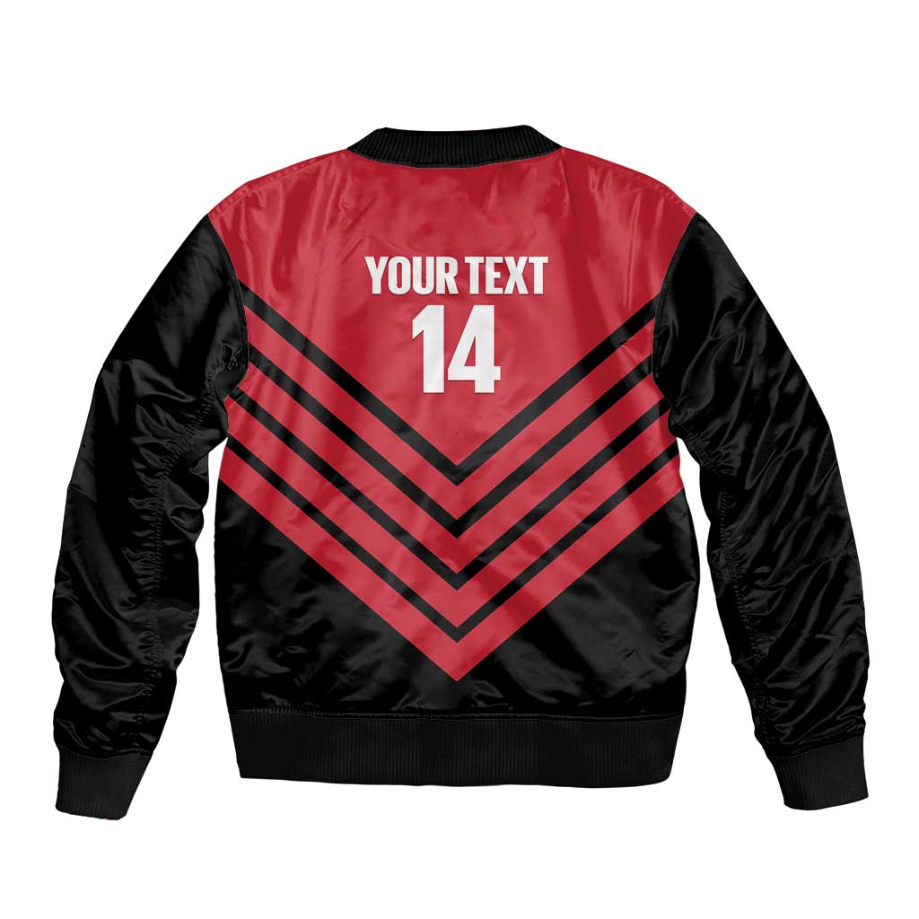 Hekari Papua New Guinea Football Custom Sleeve Zip Bomber Jacket Go PNG Red Army