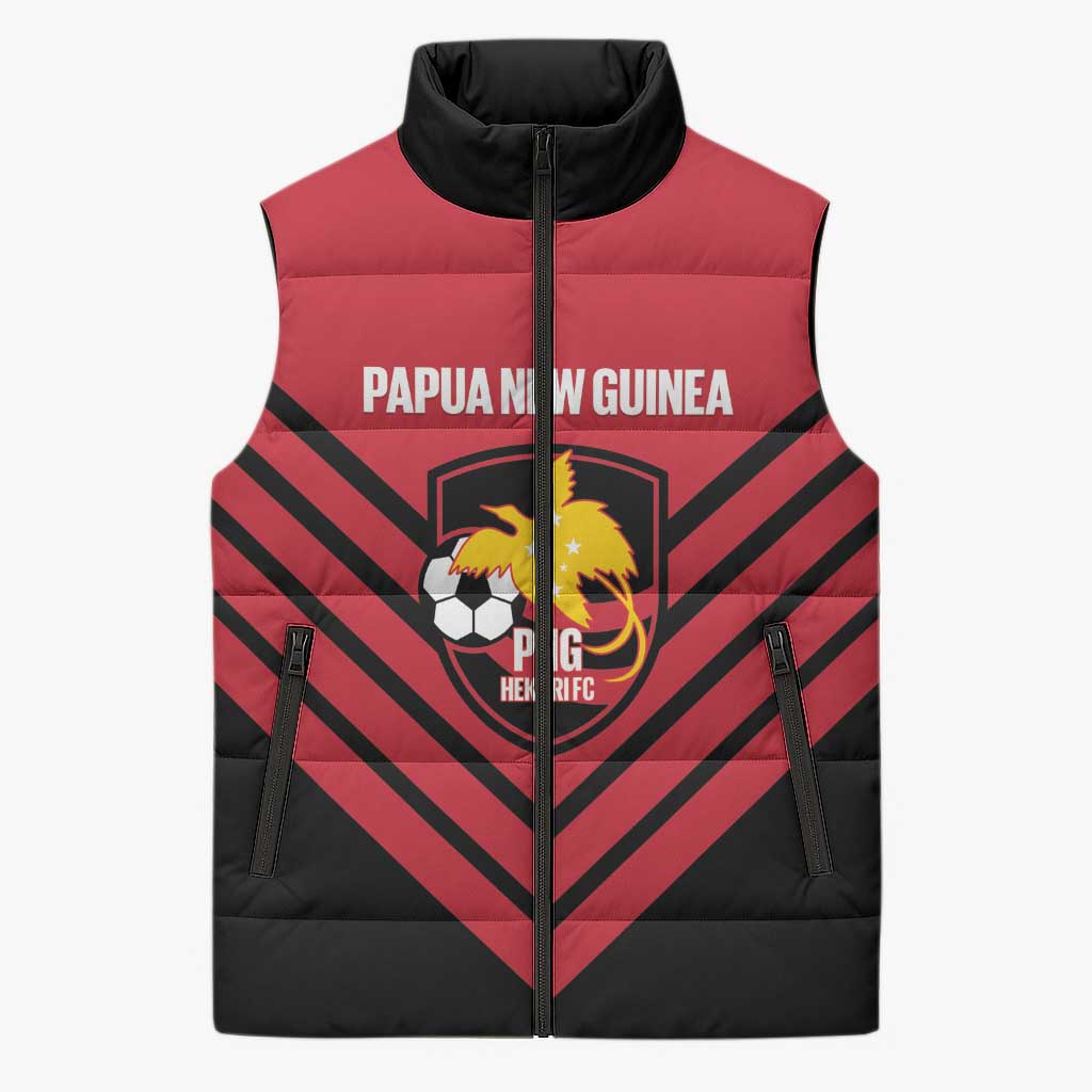 Hekari Papua New Guinea Football Custom Sleeveless Puffer Jacket Go PNG Red Army