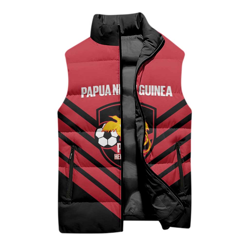 Hekari Papua New Guinea Football Custom Sleeveless Puffer Jacket Go PNG Red Army