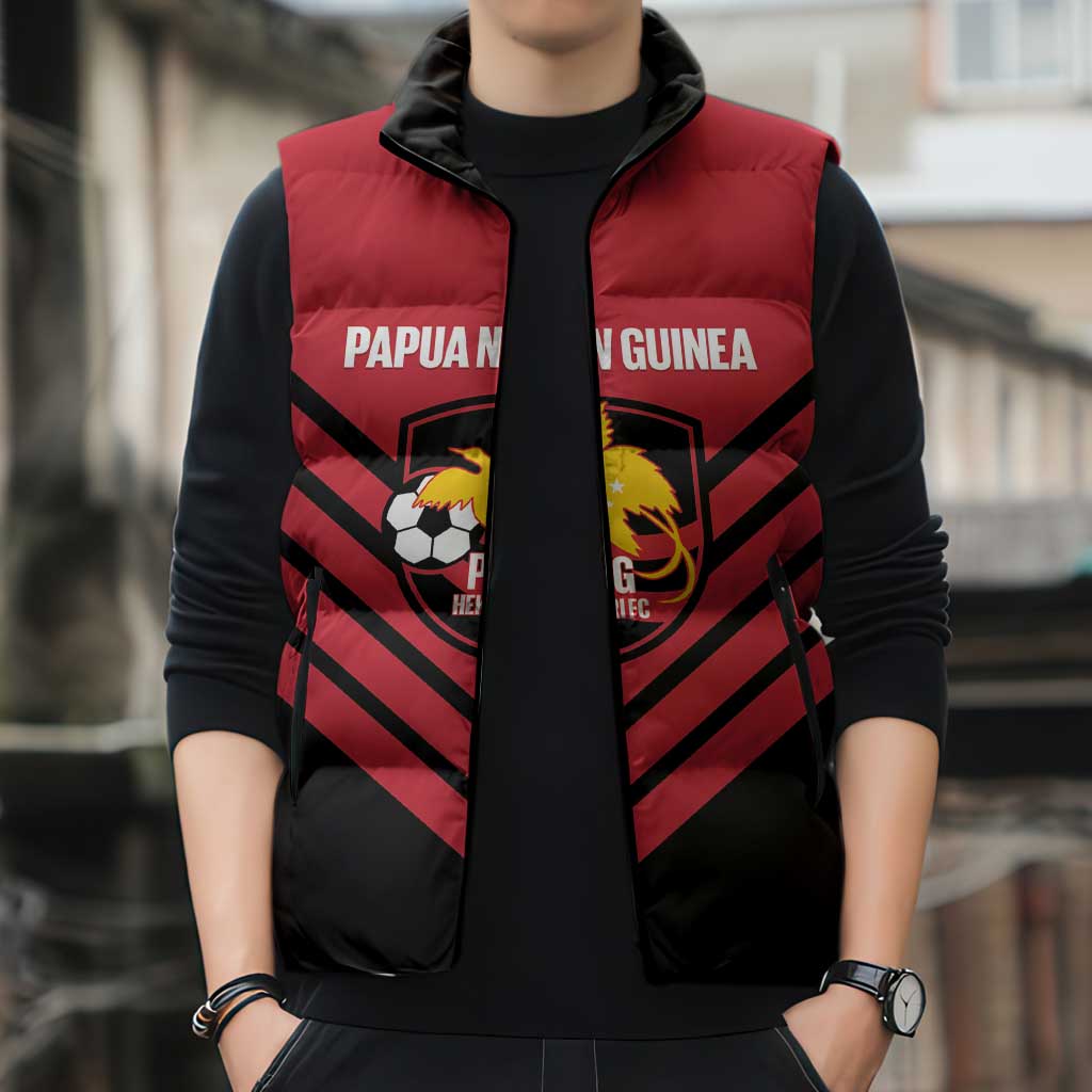 Hekari Papua New Guinea Football Custom Sleeveless Puffer Jacket Go PNG Red Army