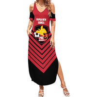 Hekari Papua New Guinea Football Custom Summer Maxi Dress Go PNG Red Army LT14 Women Red - Polynesian Pride