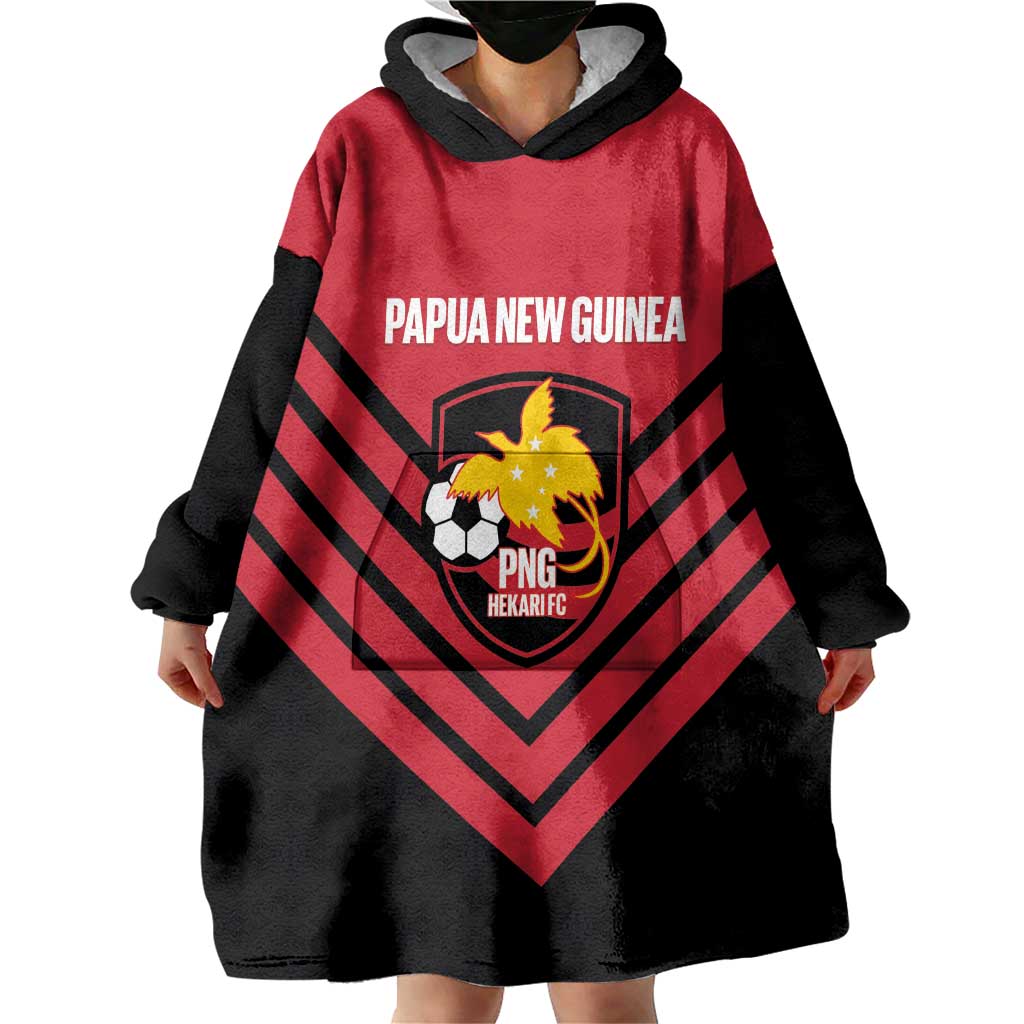 Hekari Papua New Guinea Football Custom Wearable Blanket Hoodie Go PNG Red Army LT14 - Polynesian Pride