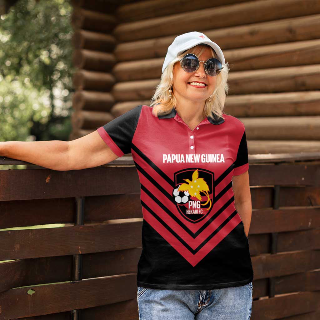 Hekari Papua New Guinea Football Custom Women Polo Shirt Go PNG Red Army LT14 - Polynesian Pride