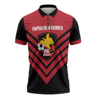 Hekari Papua New Guinea Football Custom Zipper Polo Shirt Go PNG Red Army LT14 Red - Polynesian Pride