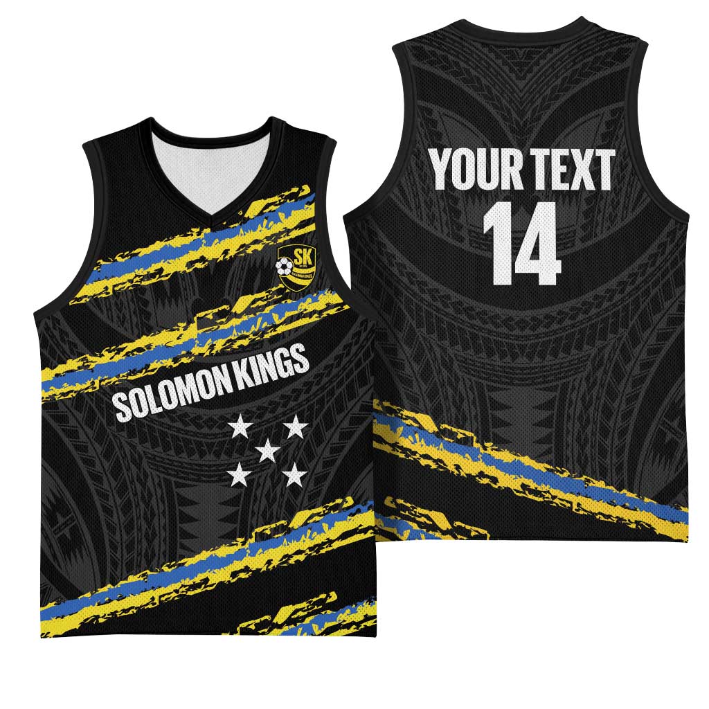 Kings Solomon Islands Football Custom Basketball Jersey Come On Solomons Polynesian Grunge Style LT14 - Polynesian Pride