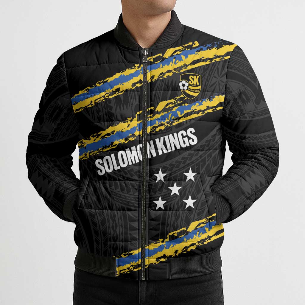 Kings Solomon Islands Football Custom Bomber Puffer Jacket Come On Solomons Polynesian Grunge Style