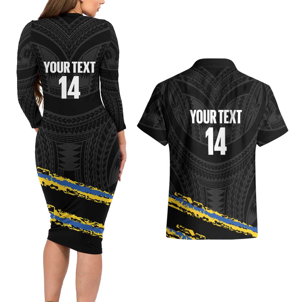 Kings Solomon Islands Football Custom Couples Matching Long Sleeve Bodycon Dress and Hawaiian Shirt Come On Solomons Polynesian Grunge Style LT14 - Polynesian Pride