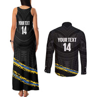 Kings Solomon Islands Football Custom Couples Matching Tank Maxi Dress and Long Sleeve Button Shirt Come On Solomons Polynesian Grunge Style LT14 - Polynesian Pride