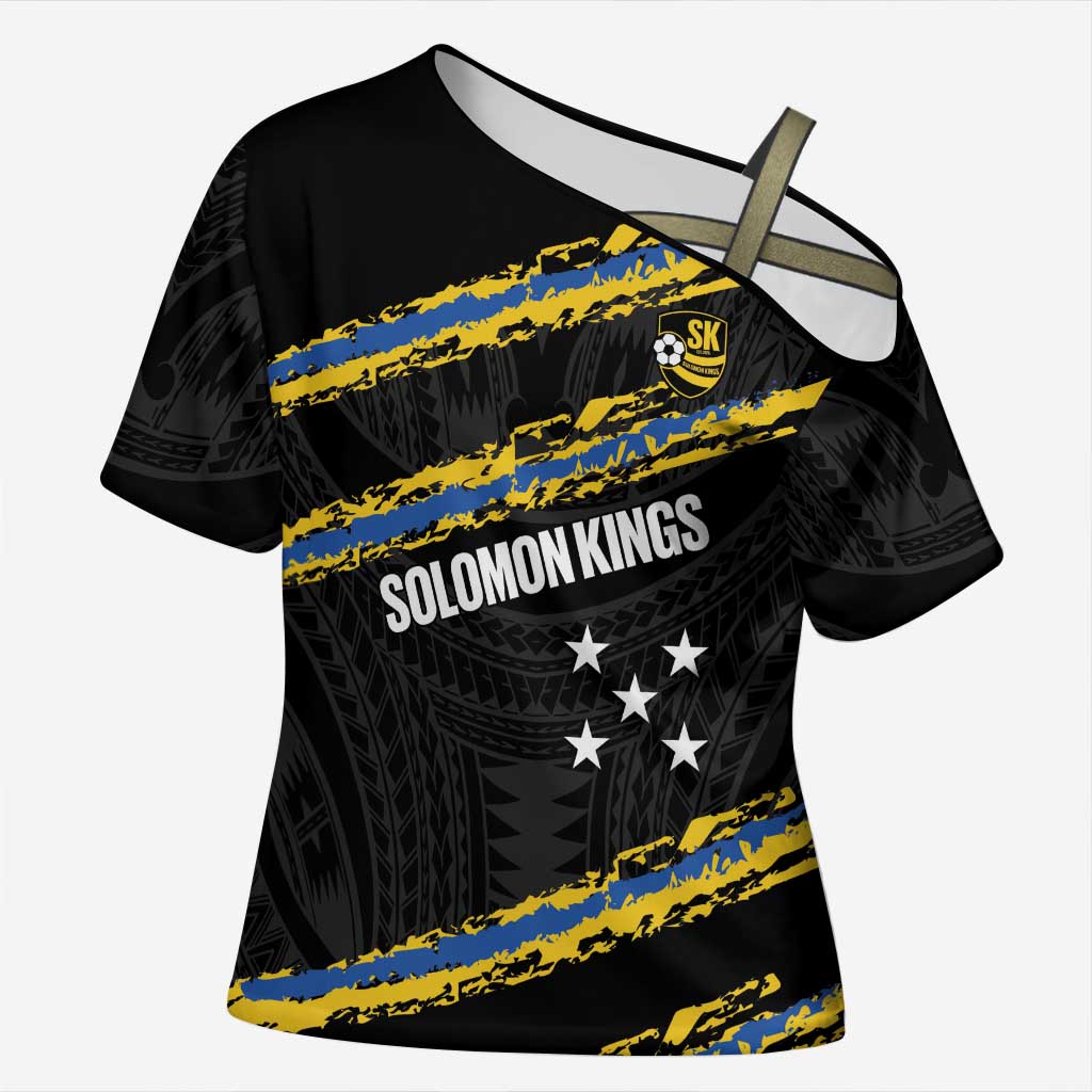 Kings Solomon Islands Football Custom Cross Shoulder Shirt Come On Solomons Polynesian Grunge Style