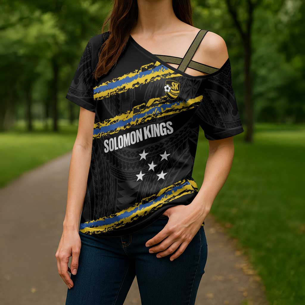 Kings Solomon Islands Football Custom Cross Shoulder Shirt Come On Solomons Polynesian Grunge Style