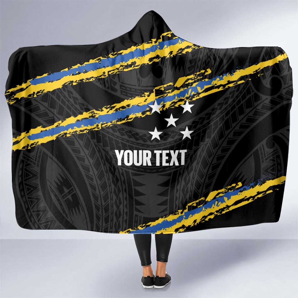 Kings Solomon Islands Football Custom Hooded Blanket Come On Solomons Polynesian Grunge Style