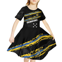 Kings Solomon Islands Football Custom Kid Short Sleeve Dress Come On Solomons Polynesian Grunge Style