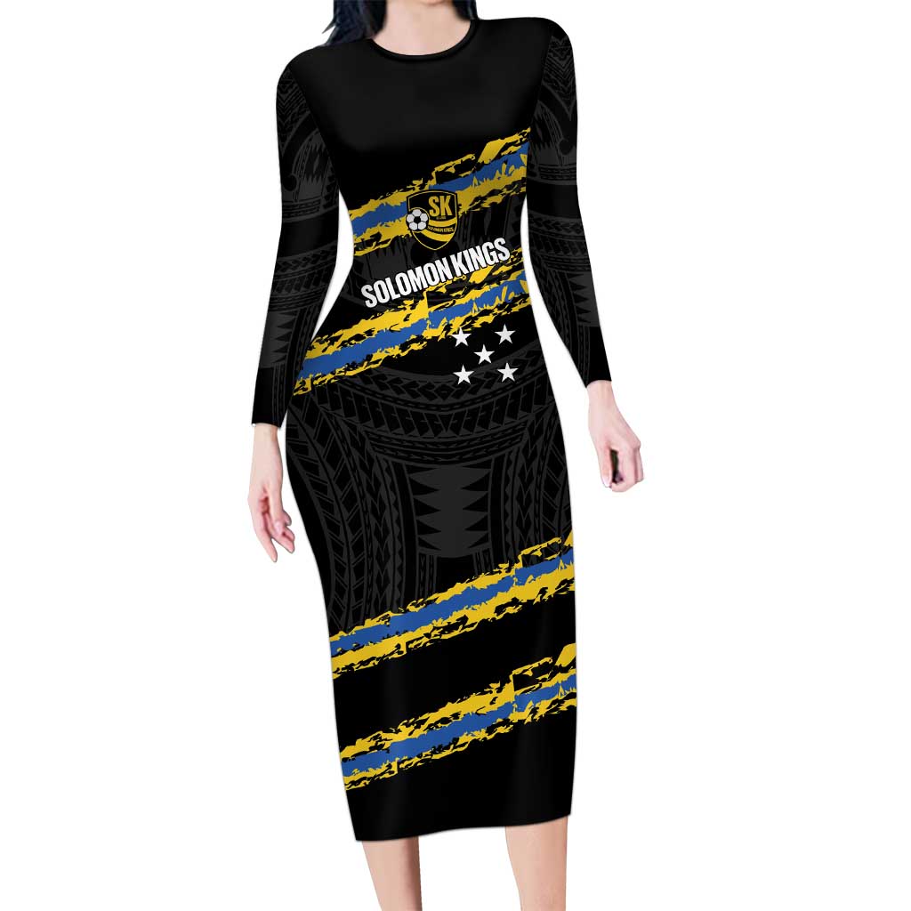 Kings Solomon Islands Football Custom Long Sleeve Bodycon Dress Come On Solomons Polynesian Grunge Style
