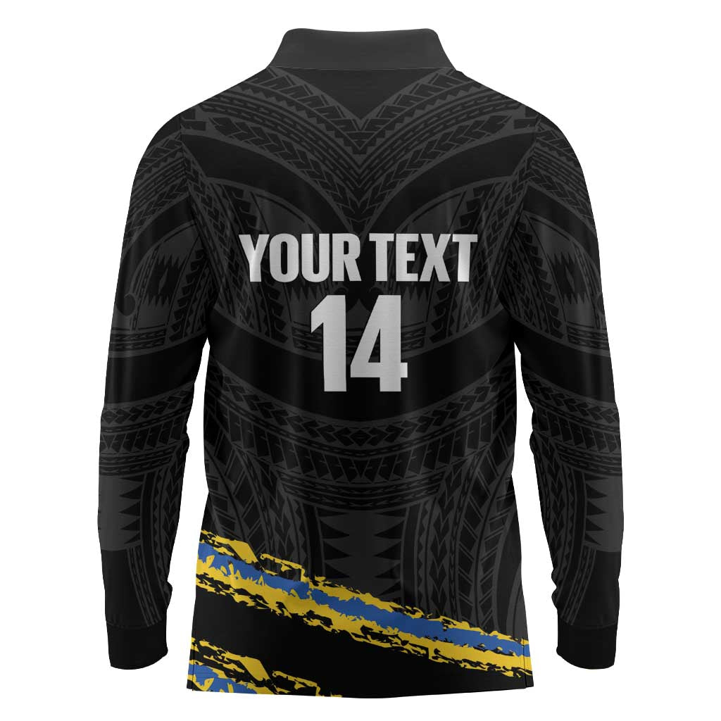 Kings Solomon Islands Football Custom Long Sleeve Polo Shirt Come On Solomons Polynesian Grunge Style