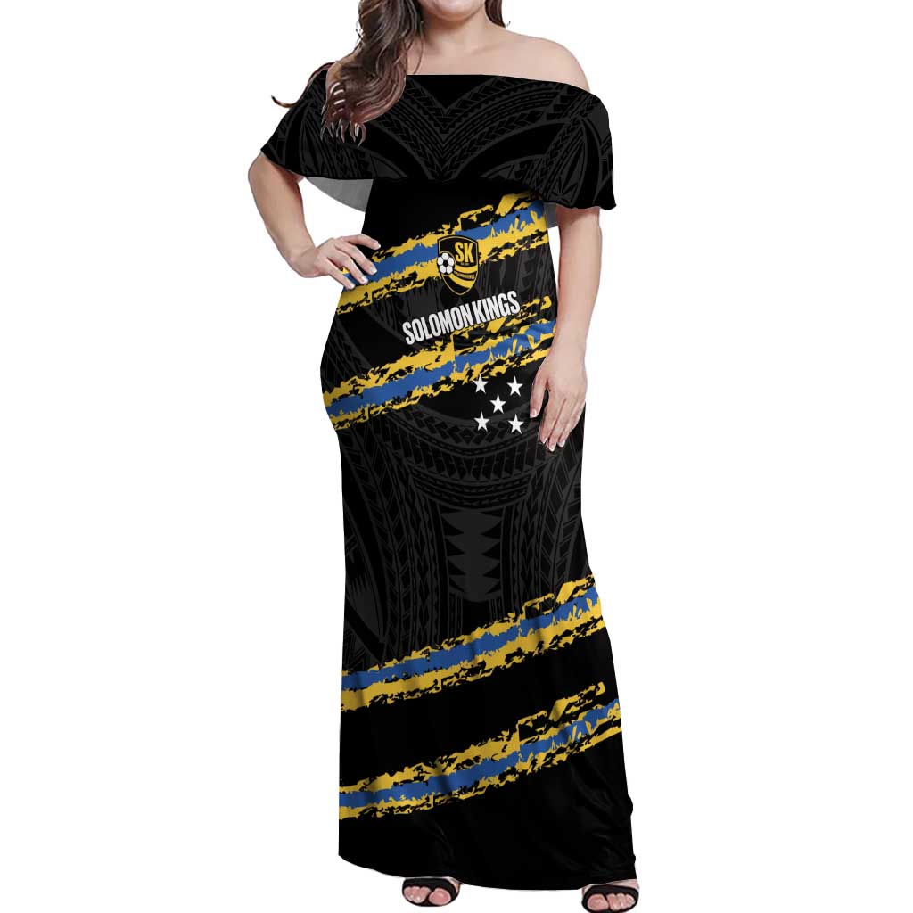 Kings Solomon Islands Football Custom Off Shoulder Maxi Dress Come On Solomons Polynesian Grunge Style
