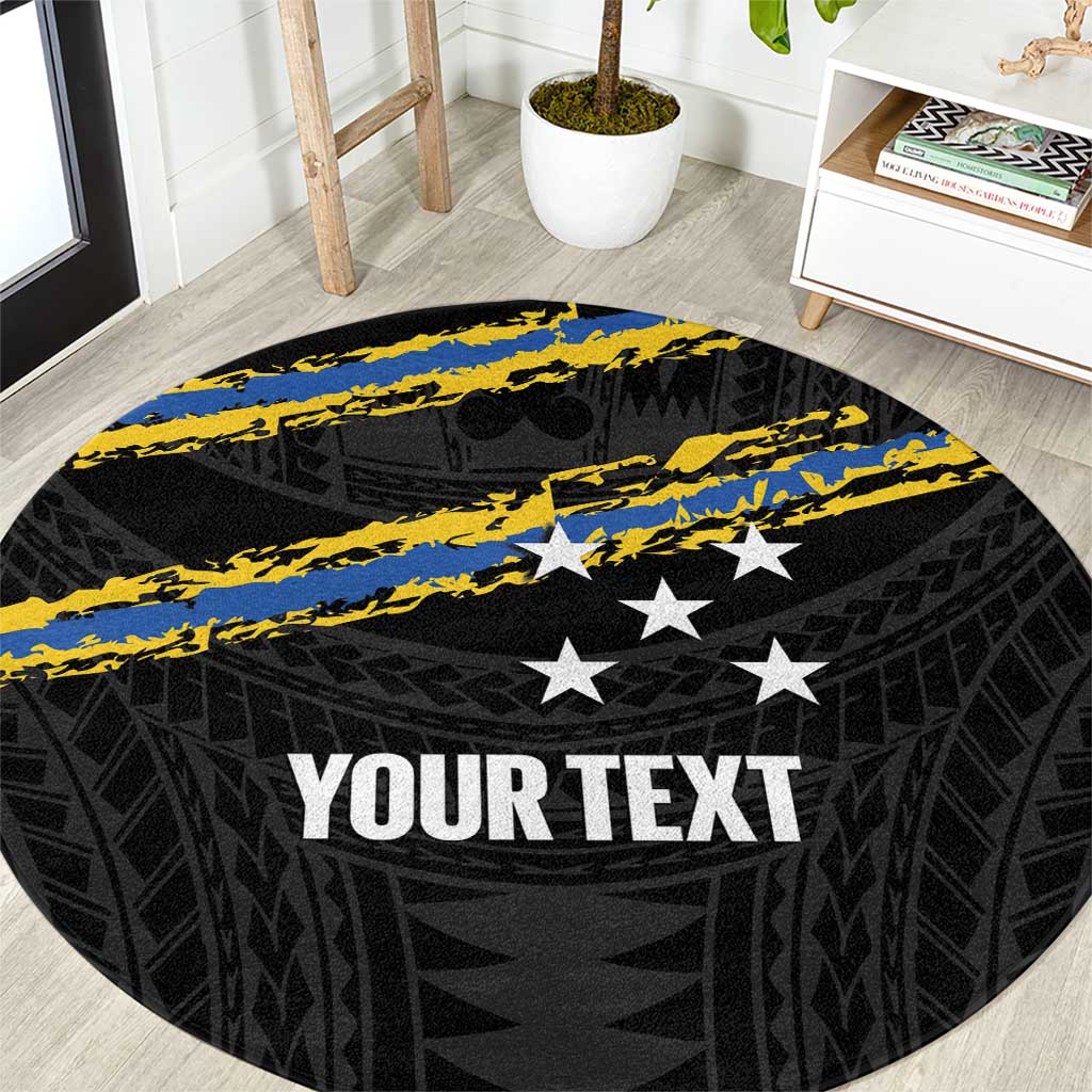Kings Solomon Islands Football Custom Round Carpet Come On Solomons Polynesian Grunge Style