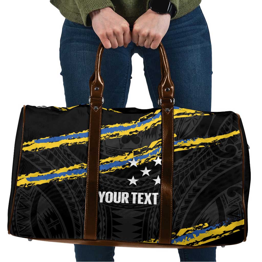 Kings Solomon Islands Football Custom Travel Bag Come On Solomons Polynesian Grunge Style LT14 Black - Polynesian Pride
