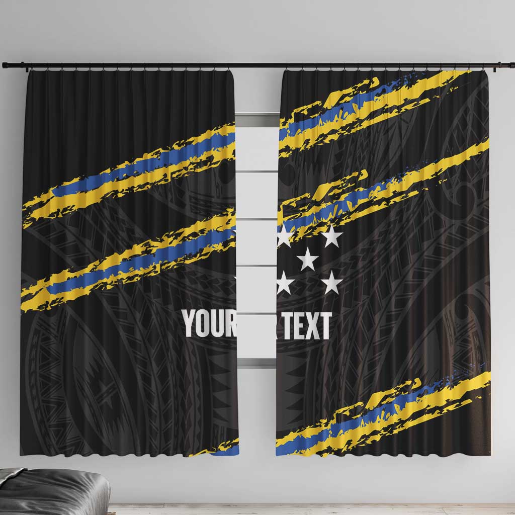 Kings Solomon Islands Football Custom Window Curtain Come On Solomons Polynesian Grunge Style