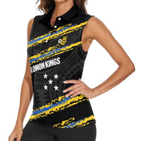 Kings Solomon Islands Football Custom Women Sleeveless Polo Shirt Come On Solomons Polynesian Grunge Style LT14 - Polynesian Pride