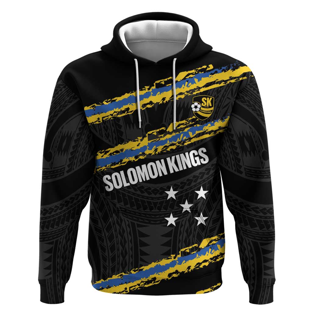 Kings Solomon Islands Football Custom Zip Hoodie Come On Solomons Polynesian Grunge Style