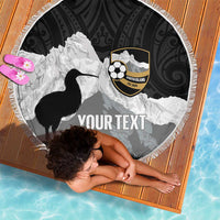 New Zealand South Island Football Custom Beach Blanket Aoraki Mount Cook With Kiwi Maori Pattern LT14 - Polynesian Pride