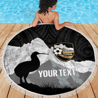 New Zealand South Island Football Custom Beach Blanket Aoraki Mount Cook With Kiwi Maori Pattern LT14 - Polynesian Pride