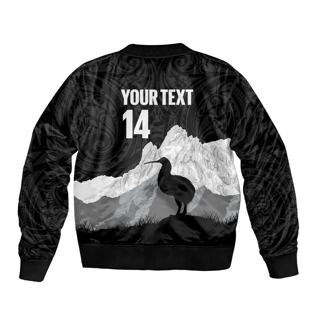 New Zealand South Island Football Custom Bomber Jacket Aoraki Mount Cook With Kiwi Maori Pattern