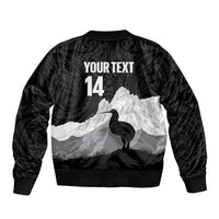 New Zealand South Island Football Custom Bomber Jacket Aoraki Mount Cook With Kiwi Maori Pattern