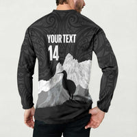 New Zealand South Island Football Custom Button Sweatshirt Aoraki Mount Cook With Kiwi Maori Pattern