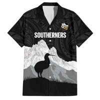 New Zealand South Island Football Custom Family Matching Mermaid Dress and Hawaiian Shirt Aoraki Mount Cook With Kiwi Maori Pattern LT14 Dad's Shirt - Short Sleeve Black - Polynesian Pride