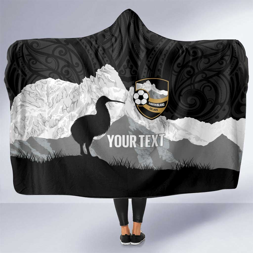 New Zealand South Island Football Custom Hooded Blanket Aoraki Mount Cook With Kiwi Maori Pattern