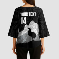 New Zealand South Island Football Custom Kimono Sleeve Blouse Aoraki Mount Cook With Kiwi Maori Pattern LT14 - Polynesian Pride