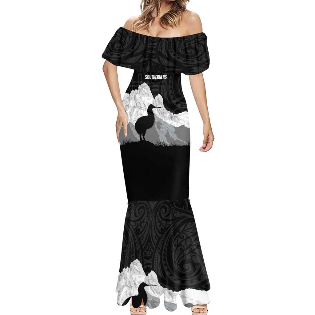 New Zealand South Island Football Custom Mermaid Dress Aoraki Mount Cook With Kiwi Maori Pattern LT14 - Polynesian Pride