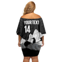 New Zealand South Island Football Custom Off Shoulder Short Dress Aoraki Mount Cook With Kiwi Maori Pattern LT14 - Polynesian Pride