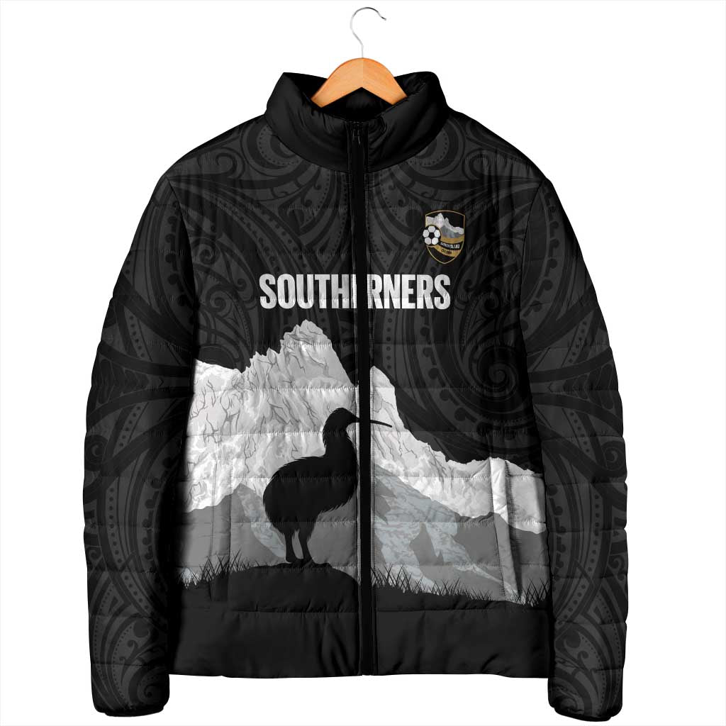 New Zealand South Island Football Custom Padded Jacket Aoraki Mount Cook With Kiwi Maori Pattern LT14 - Polynesian Pride