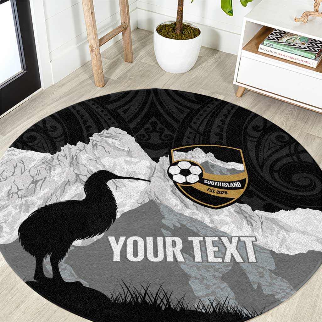 New Zealand South Island Football Custom Round Carpet Aoraki Mount Cook With Kiwi Maori Pattern